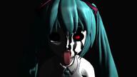 Blue_hair Vocaloid black_tears red_eyes staring_at_you tongue_out // 1280x720 // 61.8KB
